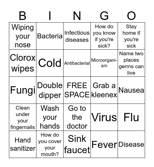 LADIES AND GERMS: wash your hands!!! Bingo Card