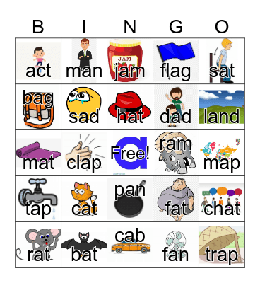 Short "a" Bingo Card