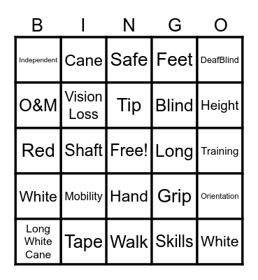Long White Cane Bingo Card