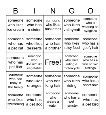 Get to Know You BINGO! Bingo Card