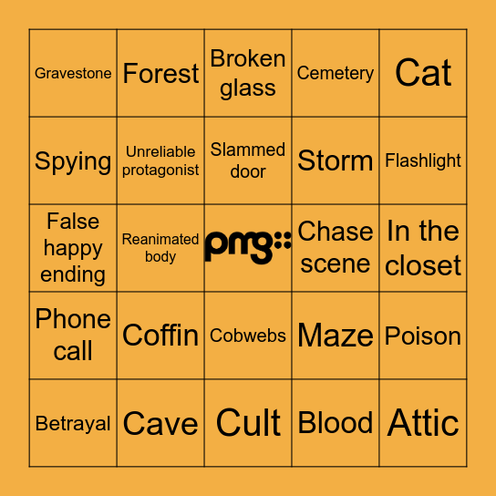 PMG Horror Heroes 2023 Bingo Card