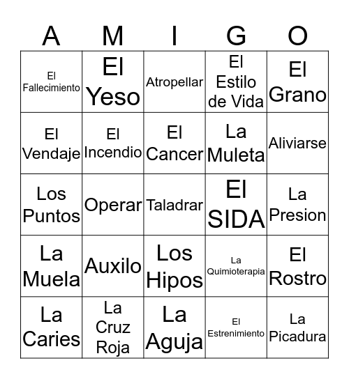 AMIGO Bingo Card