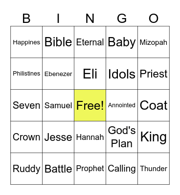 SAMUEL Bingo Card