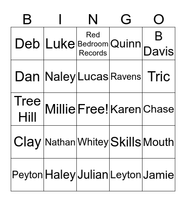 One Tree Hill Bingo Card