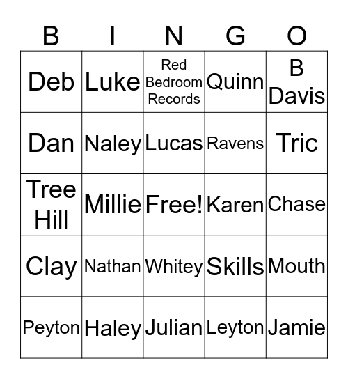 One Tree Hill Bingo Card