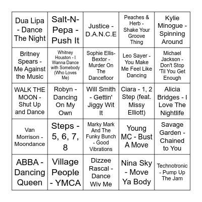 ROUND 1: Fancy Dancey Bingo Card