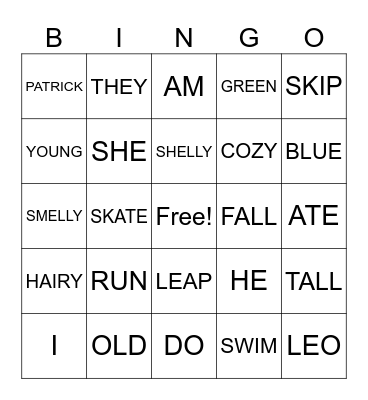 Grammar 101 Bingo! Bingo Card