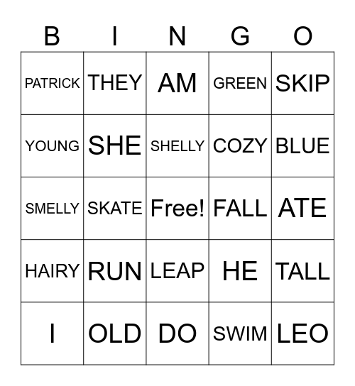Grammar 101 Bingo! Bingo Card