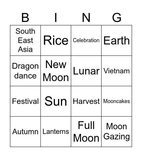 Mid-Autumn Festival Bingo Card