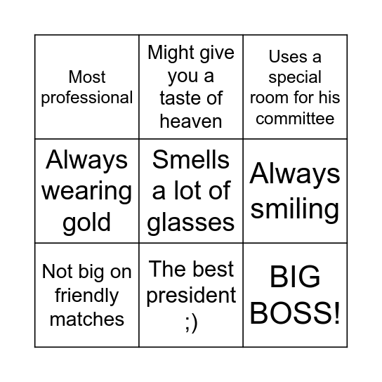 Charity committee kick-off Bingo Card