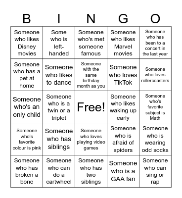 Human Bingo Card