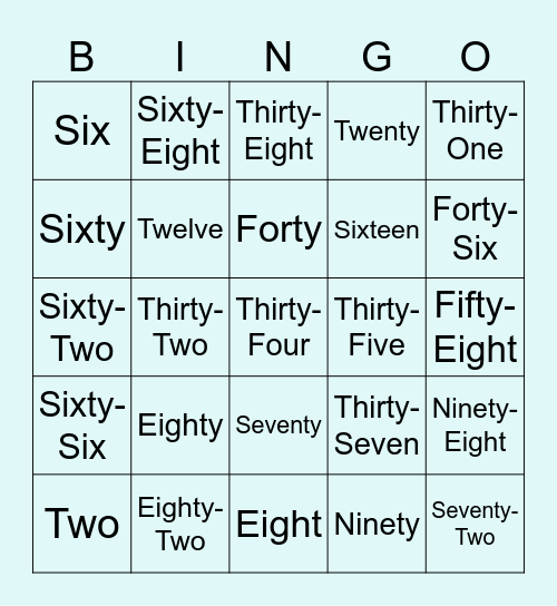 Bingo Table A Game 3 Bingo Card