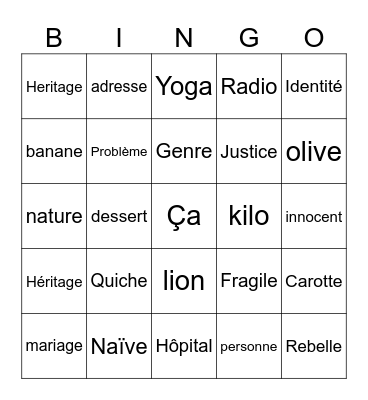 Les sons et les lettres Bingo Card