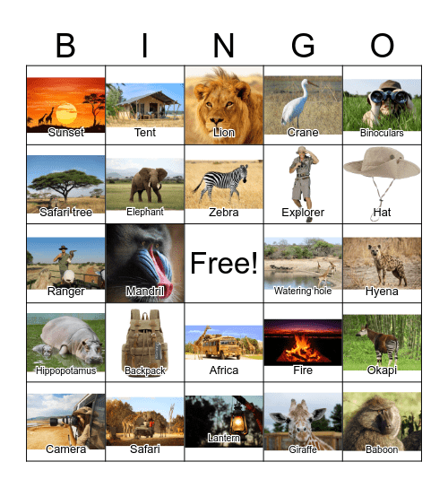 Safari Bingo Card