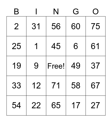 Team Cindy Bingo Night Bingo Card