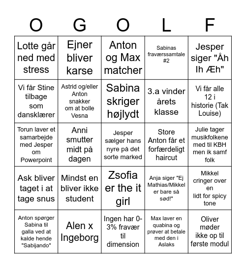 3.a Bingo Card