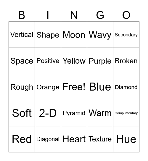 Elements of art Bingo Card