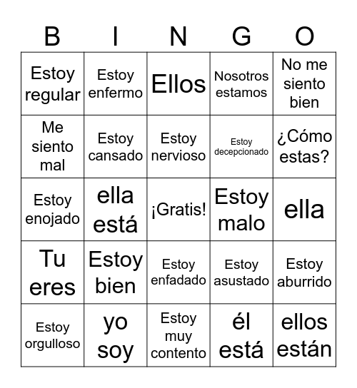 ¿Cómo Estás? Bingo Card