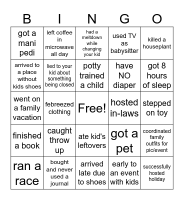 Mom BINGO Card