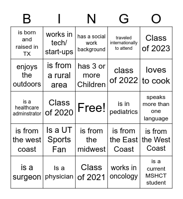 Find someone who... Bingo Card