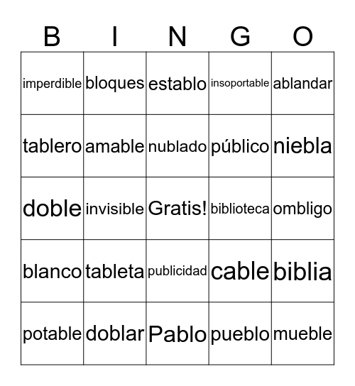 Bla, Ble, Bli, Blo, Blu -- Bingo Card
