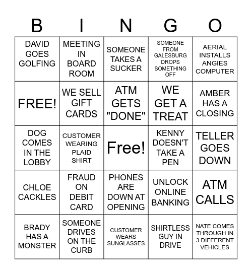 TOMPKINS BINGO Card