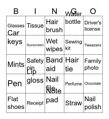 Jade's Bridal Shower Handbag Bingo Card