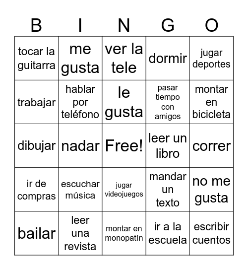 Spanish 1: Ch 1A Bingo Card