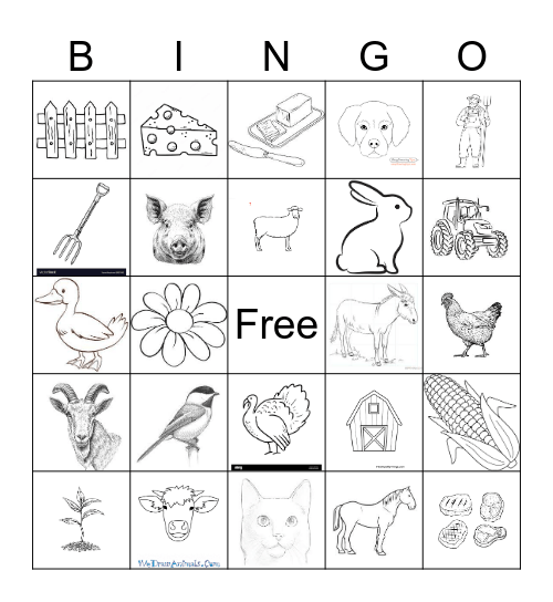 On The Farm Bingo Card