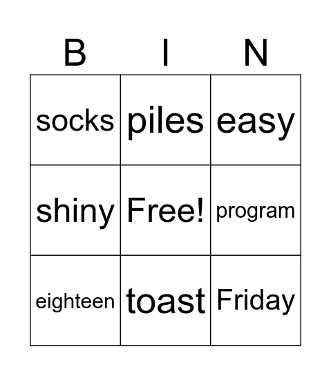 More Short and Long Vowels Bingo Card