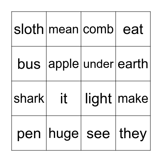 Phonemic Awareness Bingo Card