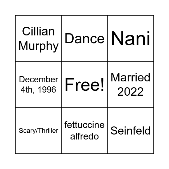 Get To Know Me Bingo Card