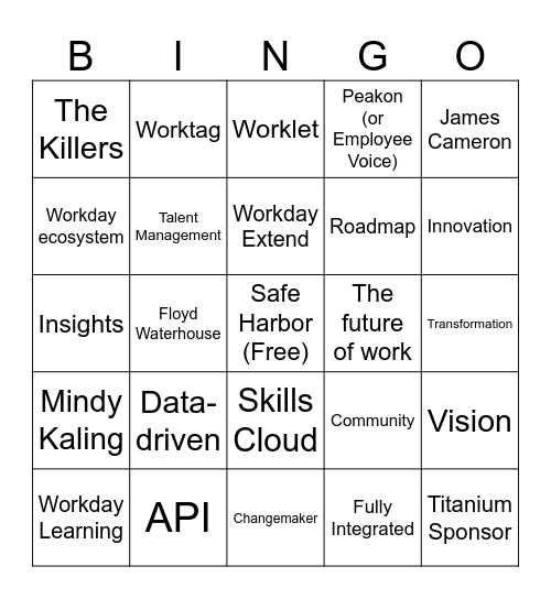 Workday Rising Bingo Card