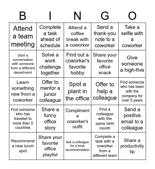 Office Bingo: Connect & Win Bingo Card