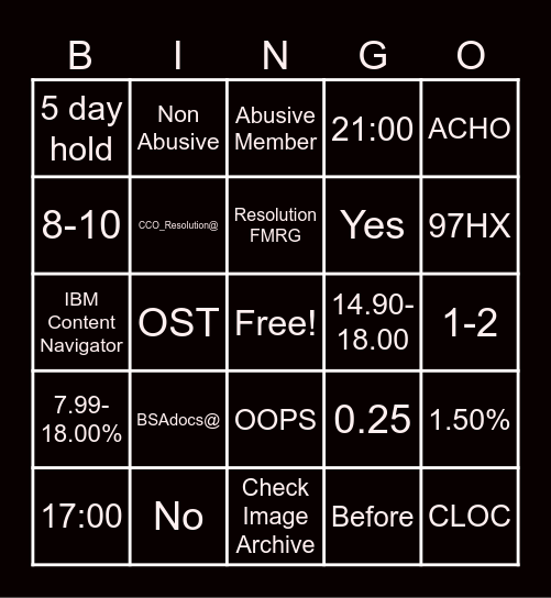 Untitled Bingo Card