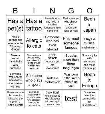 Ice Breaker Bingo Card