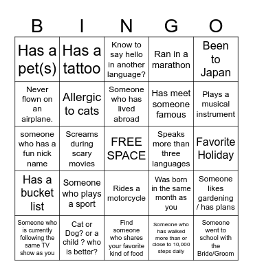 Ice Breaker Bingo Card