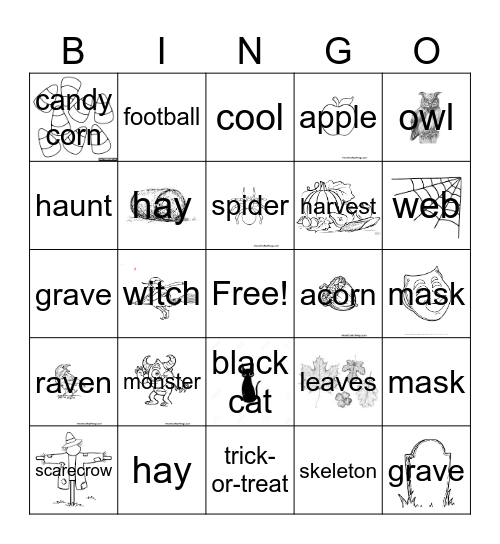 October Bingo Card