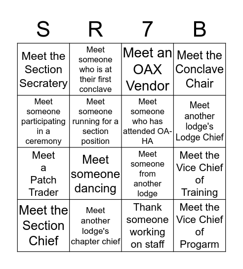 2016  SR-7B Conclave Bingo   Bingo Card