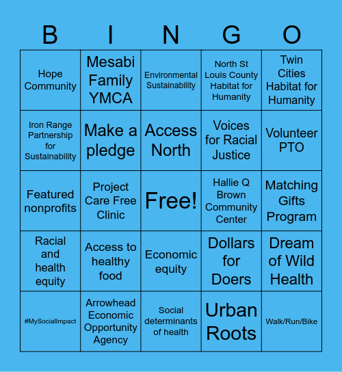 Community Giving Campaign Bingo Card