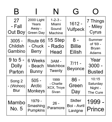 1, 2, 3 Bingo Card