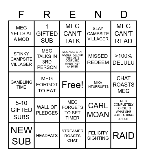 12 HOUR BINGO Card