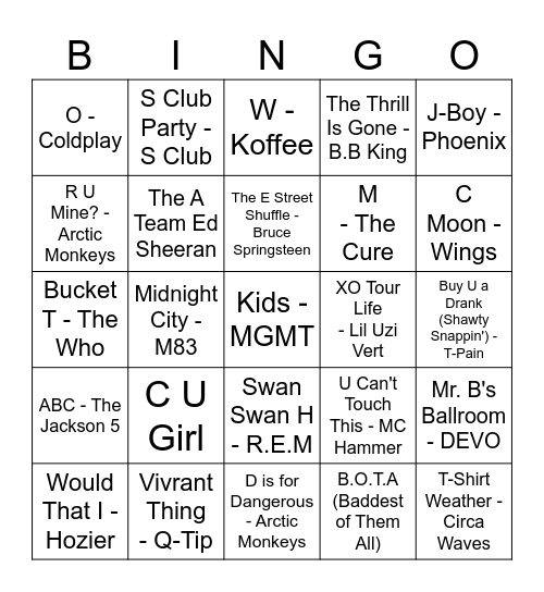A, B, C Bingo Card