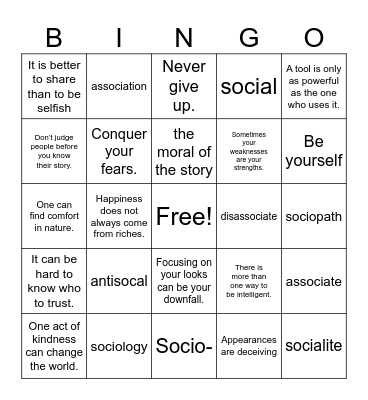 Theme Bingo Card