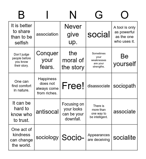 Theme Bingo Card