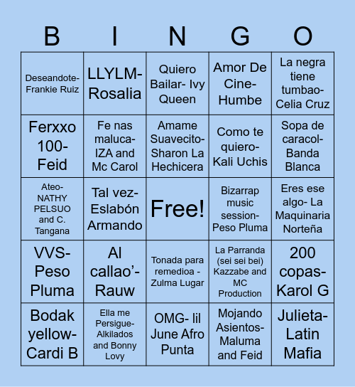 Singo Bingo Card