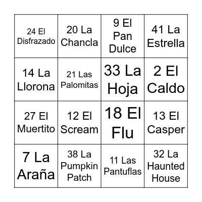 Loteria de Otoño Bingo Card
