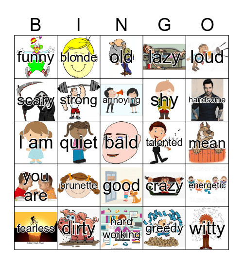 adjectives f9 Bingo Card