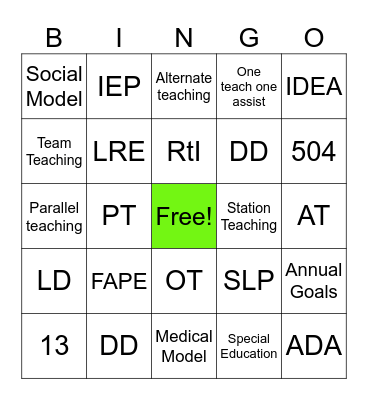 EDU 223-52 Bingo Card