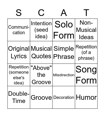 Improvisation Bingo Card